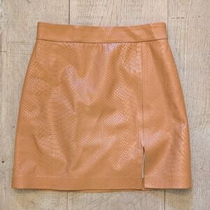 Wilfred Snake-Embossed Mini Skirt in Camel
